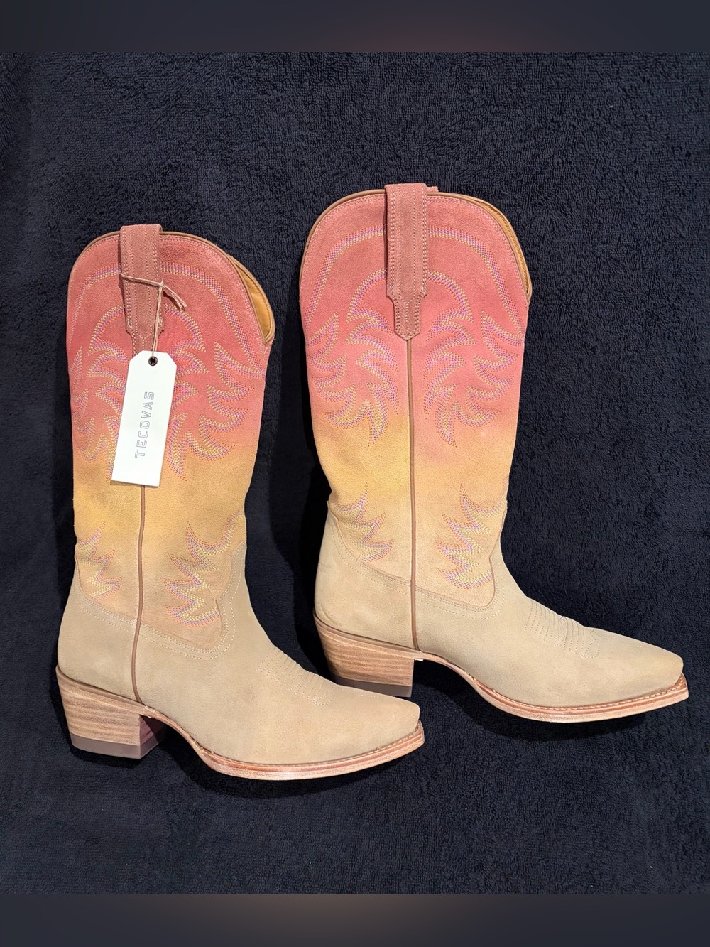 NWT Tecovas Annie Ombré Suede Snip Toe Cowgirl Boots